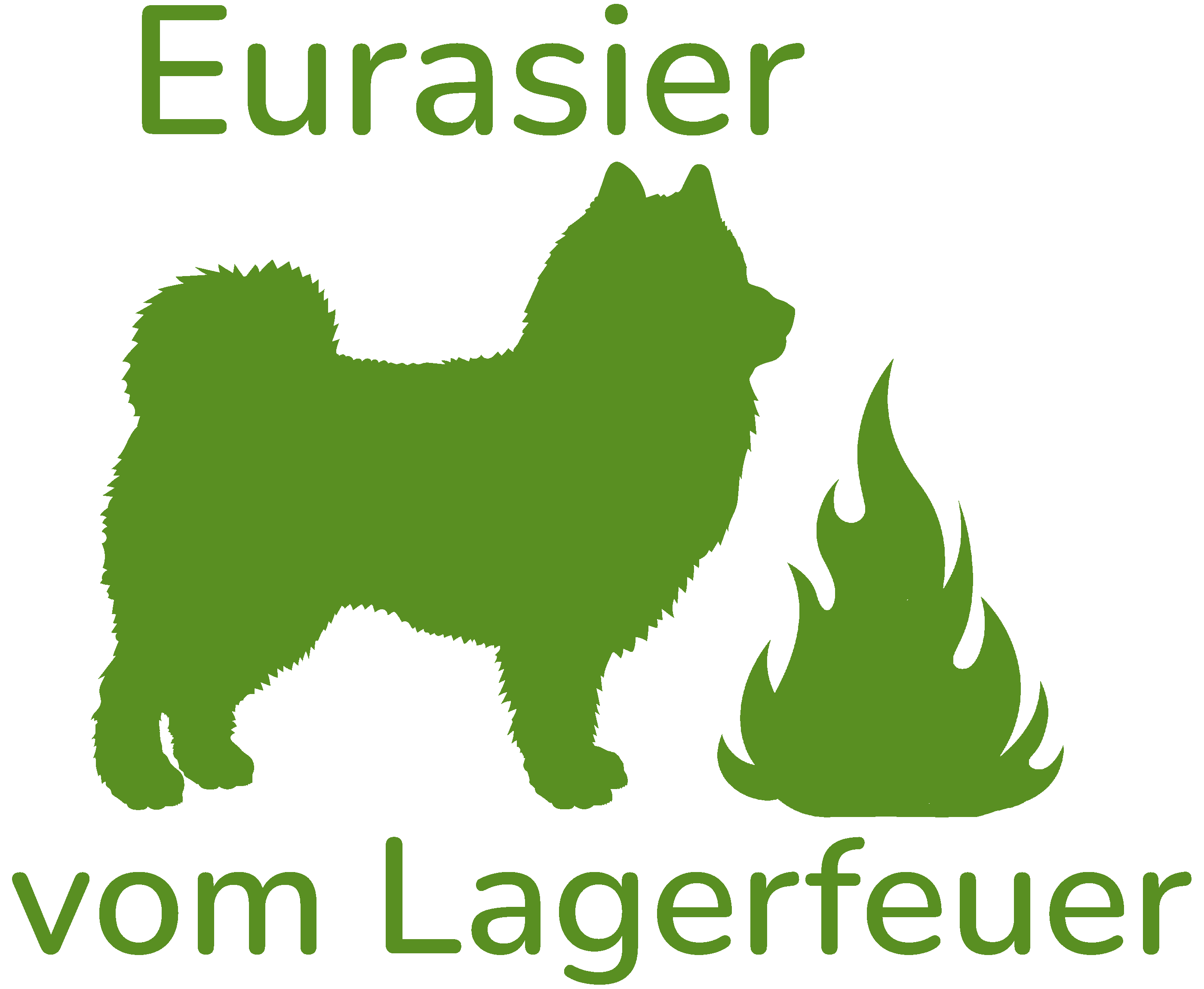 Logo der Zuchtstätte vom Lagerfeuer, stilisierter Eurasier mit Lagerfeuer